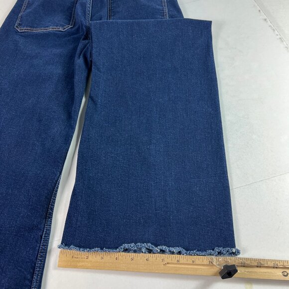 Zara Jean Women 31x27* Marine Straight High Rise Wide Leg Dark Blue Denim Tag 10 - Picture 11 of 16